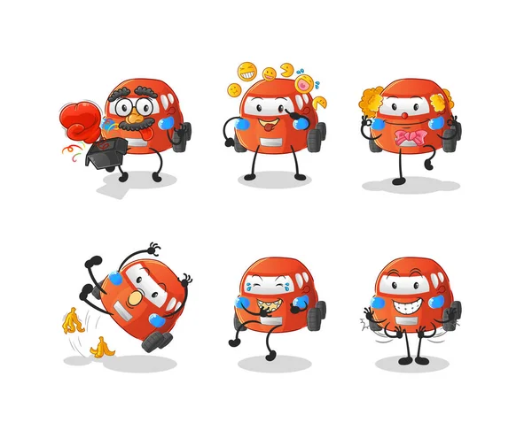 Car Comedy Set Character Cartoon Mascot Vector — Stock Vector