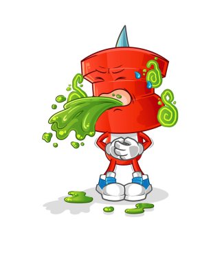 push pin head cartoon throw up. cartoon mascot vector