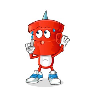 push pin head cartoon eavesdropping vector. cartoon character