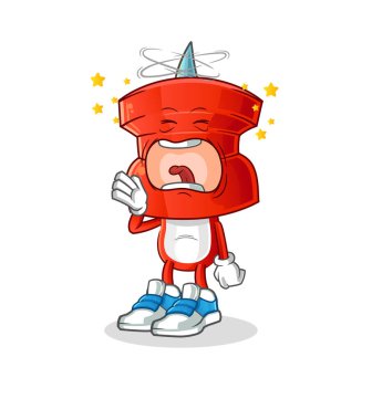 push pin head cartoon yawn character. cartoon mascot vector