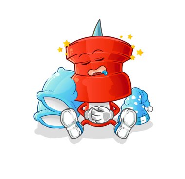 push pin head cartoon sleeping character. cartoon mascot vector