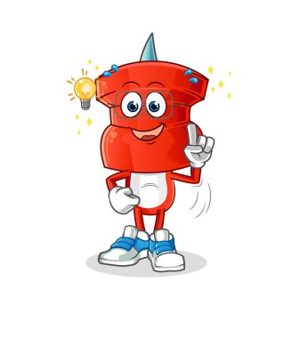 push pin head cartoon got an idea. mascot vector