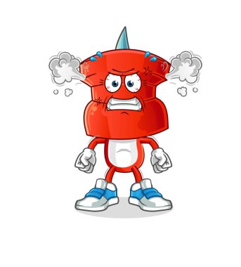 push pin head cartoon very angry mascot. cartoon vector