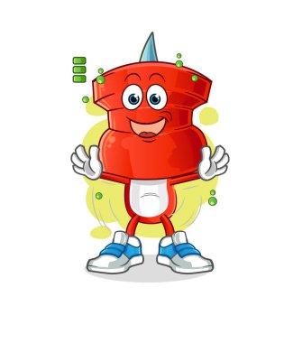 push pin head cartoon full battery character. cartoon mascot vector