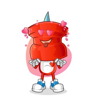 push pin head cartoon fallin love vector. cartoon character