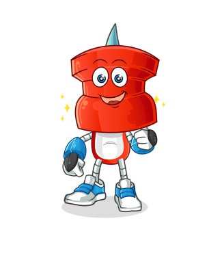 push pin head cartoon robot character. cartoon mascot vector