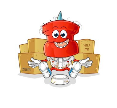 push pin head cartoon homeless character. cartoon mascot vector