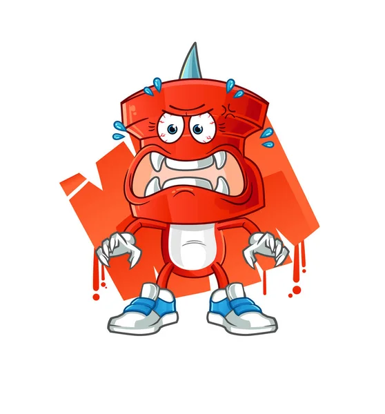 Push Pin Head Cartoon Monster Vector Cartoon Character — Vetor de Stock