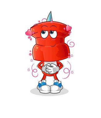 push pin head cartoon shy vector. cartoon character