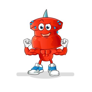 push pin head cartoon muscular. cartoon mascot vector