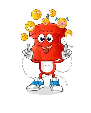 push pin head cartoon laugh and mock character. cartoon vector