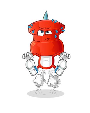 push pin head cartoon fart jumping illustration. character vector