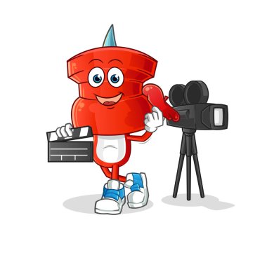 push pin head cartoon director mascot. cartoon vector