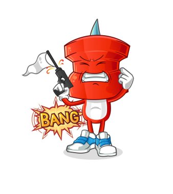 push pin head cartoon warning shot mascot. cartoon vector