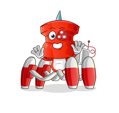 push pin head cartoon future robot vector. cartoon character