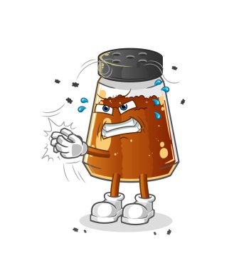 pepper powder swat fly character. cartoon mascot vector