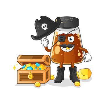 pepper powder pirate with treasure mascot. cartoon vector