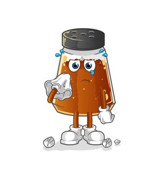 pepper powder cry with a tissue. cartoon mascot vector
