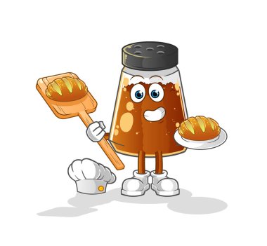 pepper powder baker with bread. cartoon mascot vector