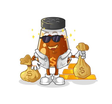 pepper powder rich character. cartoon mascot vector