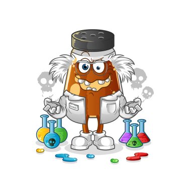 pepper powder mad scientist illustration. character vector