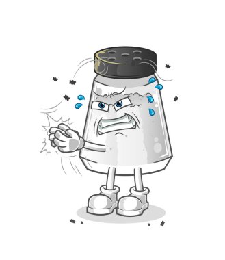 salt shaker swat fly character. cartoon mascot vector
