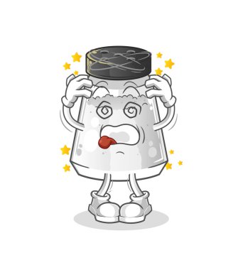 salt shaker dizzy head mascot. cartoon vector