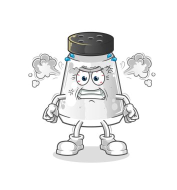 salt shaker very angry mascot. cartoon vector