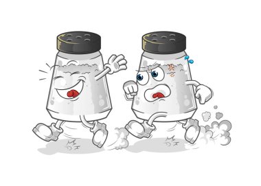 salt shaker play chase cartoon. cartoon mascot vector