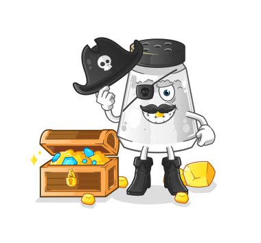 salt shaker pirate with treasure mascot. cartoon vector