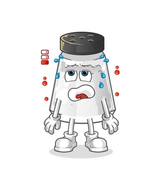 salt shaker low battery mascot. cartoon vector