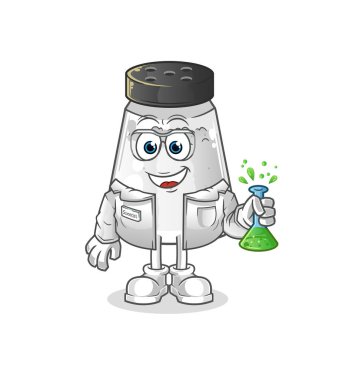 salt shaker scientist character. cartoon mascot vector