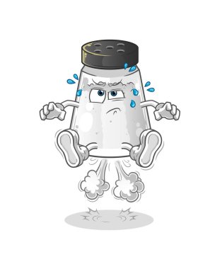 salt shaker fart jumping illustration. character vector