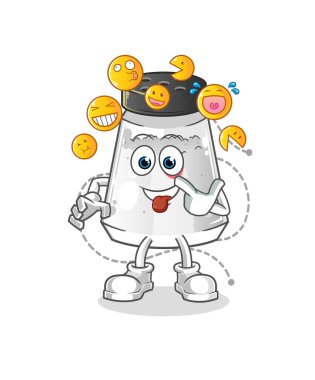 salt shaker laugh and mock character. cartoon mascot vector