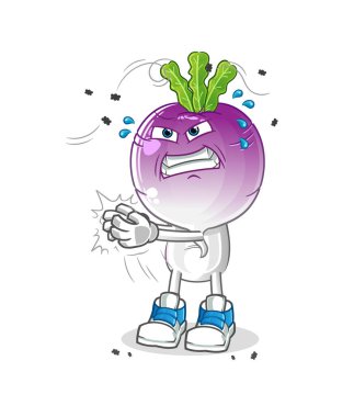 turnip head cartoon swat fly character. cartoon vector