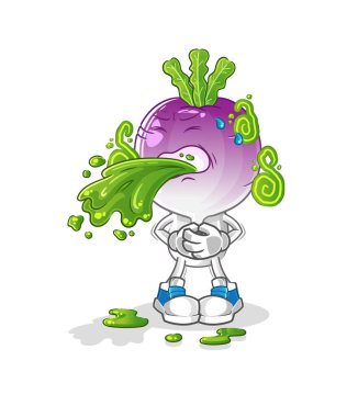 turnip head cartoon throw up. cartoon mascot vector