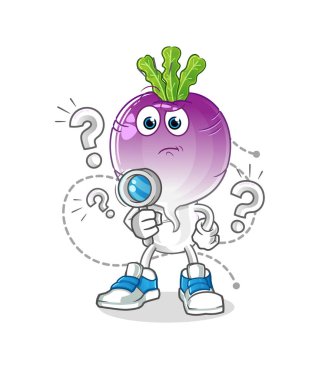 turnip head cartoon searching illustration. character vector