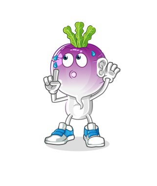 turnip head cartoon eavesdropping vector. cartoon character