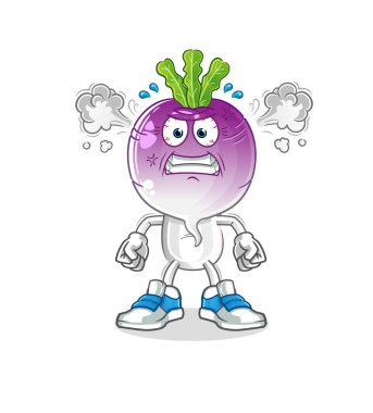 turnip head cartoon very angry mascot. cartoon vector