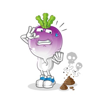 turnip head cartoon with stinky waste illustration. character vector