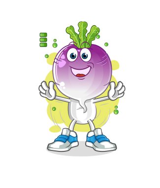 turnip head cartoon full battery character. cartoon mascot vector