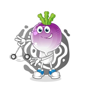 turnip head cartoon hypnotizing. cartoon mascot vector