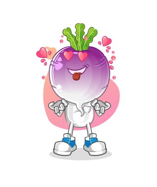 turnip head cartoon fallin love vector. cartoon character