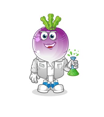 turnip head cartoon scientist character. cartoon mascot vector