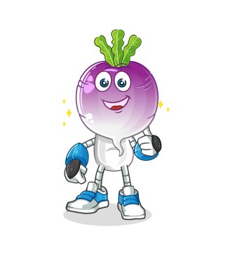 turnip head cartoon robot character. cartoon mascot vector