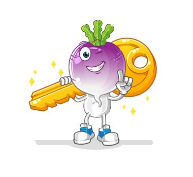 turnip head cartoon carry the key mascot. cartoon vector