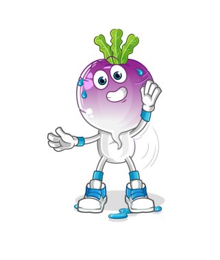 turnip head cartoon stretching character. cartoon mascot vector