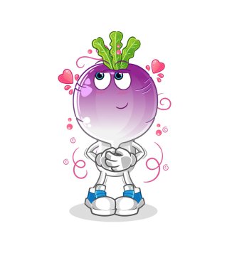 turnip head cartoon shy vector. cartoon character