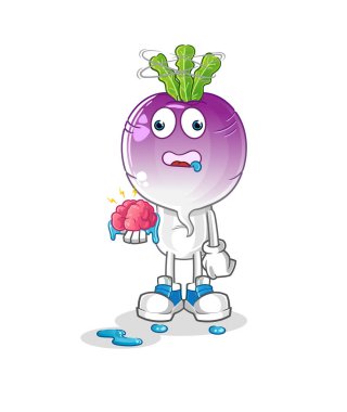 turnip head cartoon no brain vector. cartoon character