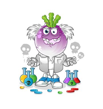 turnip head cartoon mad scientist illustration. character vector